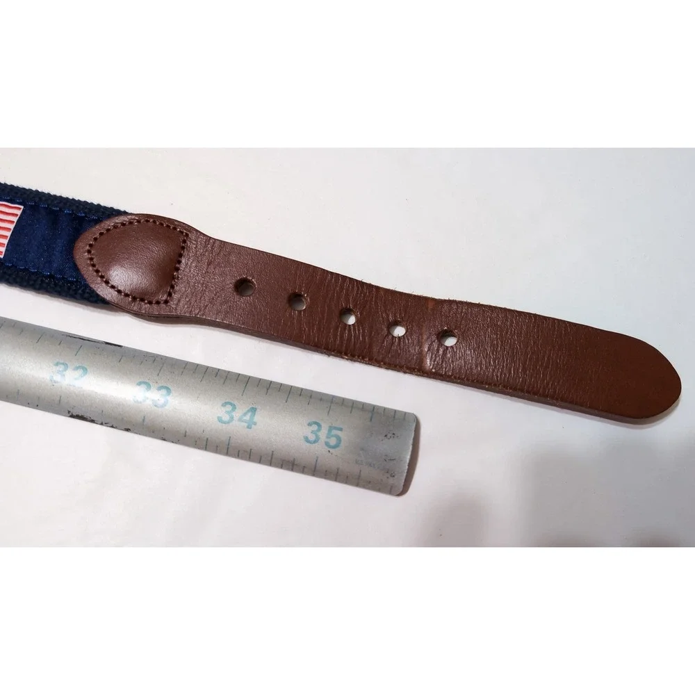 Leather Man Limited USA American Flag Woven Belt Blue ~ Size 34